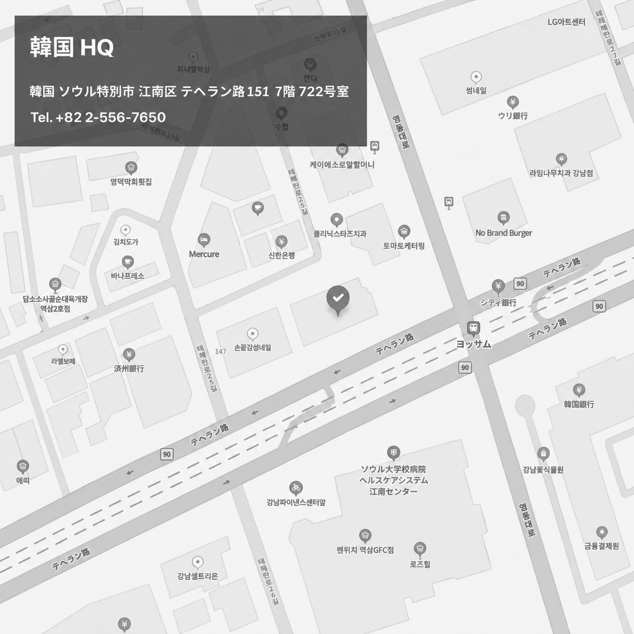 韓国オフィスの地図